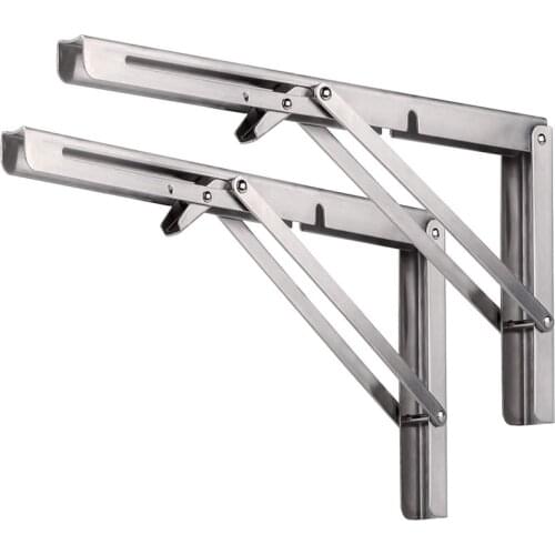 Folding Shelf Brackets, Heavy Duty Stainless Steel Foldable Wall Mount Shelf-Bracket, Suitable for DIY Various Space-Saving Work