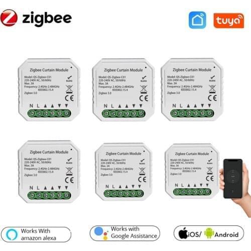 Tuya ZigBee 3.0 Smart Curtain Switch Module for Roller Shutter Blind Motor with Alexa Google Home App Control Wireless Switch