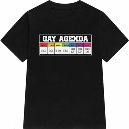 Unisex Gay Agenda Lgbt Funny T Shirts Cotton Loose Gay Lesbian Pride Rainbow Women T-shirt Casual Short Sleeve Men Tshirts Tees
