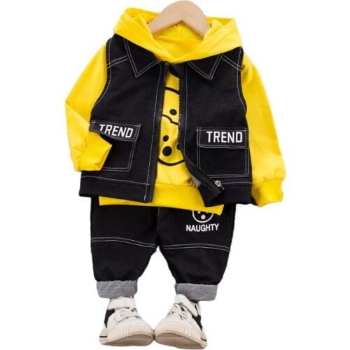Spring Autumn New Baby Boys Clothes Fashion Children Sports Hoodies Vest Pants 3Pcs/sets Toddler Casual Costume Kids Sportswear