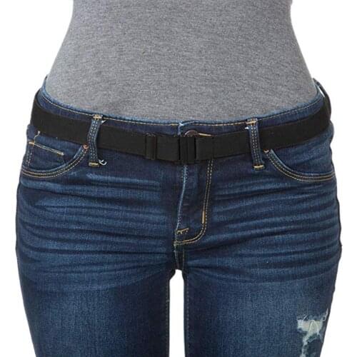 StylishBar 47-85cm Adjustable Blastic Belt for Women Non-Slip Waist Belt No Show Flat Buckle Closure Backing Waistband For Jeans