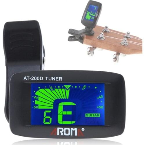 Universal Portable Clip-on Guitar Tuner Multiple Use Tuner 3 Colors LCD Backlight with Coin Battery for Ukulele Violin Guitar