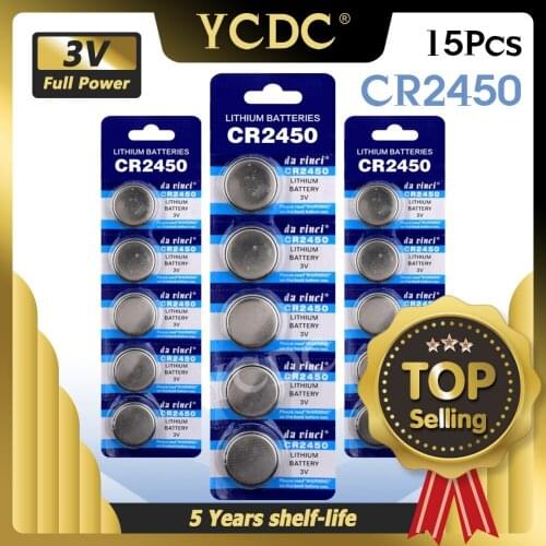 15Pcs 3V Lithium Button/Coin Cell Battery CR2450 DL2450 BR2450 LM2450 5029LC 3V Button Coin Cell Battery Bulk Lot