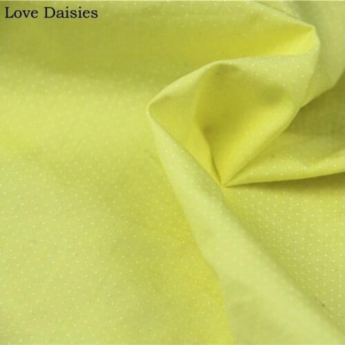YELLOW White Small Polka Dots 100% Combed Cotton Plain Thin Fine Fabric For Summer Apperal Clothes Top Dress Shirt Craft Tissue