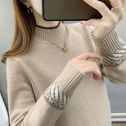 Women Oversize Basic Knitted Turtleneck 2021 New ArrivalSweater Female Solid Turtleneck Collar Pullovers Warm Knitted Sweater