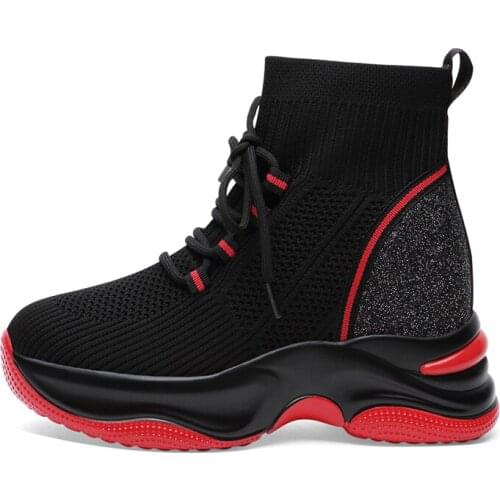 Round Toe Platform High-Top Shoes Inner Height Increase Color Matching WomenS Shoes Water Platform WomenS Shoes