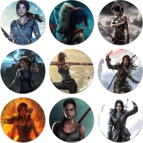 Tomb Raider Icons Pins Badge Decoration Brooches Metal Badges For Clothes Backpack Decoration 58mm