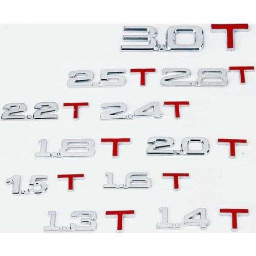 1 Pcs car body sticker 2.0T 3.0T 2.5T 2.8T 2.2T 2.4T 1.8T Chromium Styling Engine Turbo Emblem Sticker number letter sticker