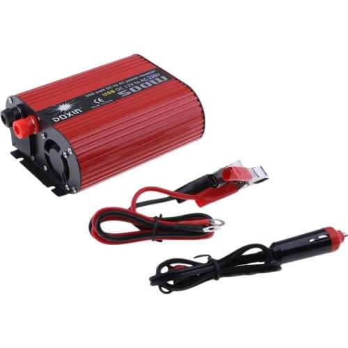 500W Power Inverter DC 12V To AC Outlet 220V Converter 3.1A Dual USB Car Adapter,Red