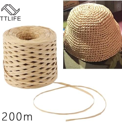 200 Meters Raffia Paper Ribbon Craft Natural Wrapping Paper Hemp Rope Gift Packaging Ribbon Easter Party Wedding Decoration