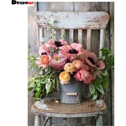 Dpsprue Full Square/Round Diamond Painting Cross Stitch Diamond 3D Embroidery chair flower DIY 5D Moasic Home Decor Gift S018