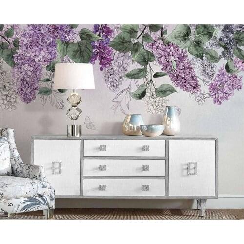 Beibehang Customized modern nordic hand-painted wisteria flower garden flower wallpaper indoor background wallpaper papier peint
