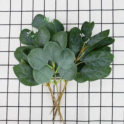 5pcs Artificial Eucalyptus Leaves Green Leaf Branch Wedding Decoration Festival Party Home Garden Greenery Plants Decor Supplies