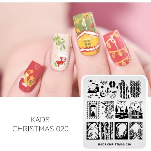 KADS Christmas Nails Nail Stamping Plate Nail Art Template Winter Image Stencil Tool for Stamping Print Stencil Stainless Steel