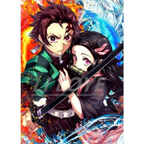 Demon Slayer Art Picture Diamond Kimetsu No Yaiba Painting 5D Anime Full Square Round Embroidery Cross Stitch Wall Sticker DF144