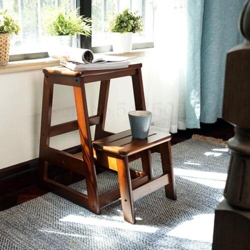 Solid Wood Stair Stool Child Step Stool Household Folding Wooden Ladder Multifunctional Creative Kitchen Step Stool