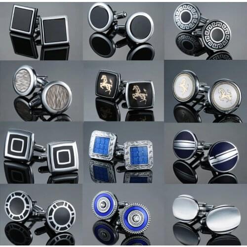 DY New Metal high quality enamel craft cufflinks button fashionable retro pattern Golden Horse pattern French shirt Cufflink