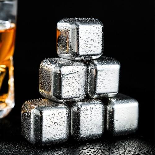 Reusable Ice Creative Metal Frozen Ice Stone Stainless Steel Wine Whisky Stone Thickening Household Bar Party Grain of Ice Cubes