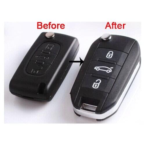 Modified Flip Folding 3 Buttons Remote Key Shell for Citroen No Groove VA2 Blade(only work for CE0536)