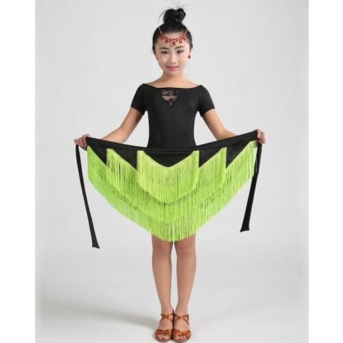 New Kids Latin Hip Towel Girls Performance Competition Ballroom Dance Costumes Irregular Apron Adult Lace Up Tassel Dancewear