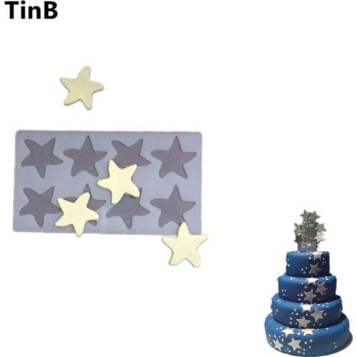 New DIY Cake Decorating Tools Five-pointed star Shape Silicone Chocolate Mold Cake Molds Kitchen Bakeware Chocolate Stencil Tool