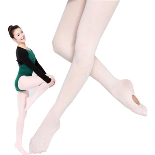 2021 New Adult Women Kids Girls Pink 7 Colors Soft Microfiber Footed Convertible Ballet Tights With Waistband & Cotton Crotch