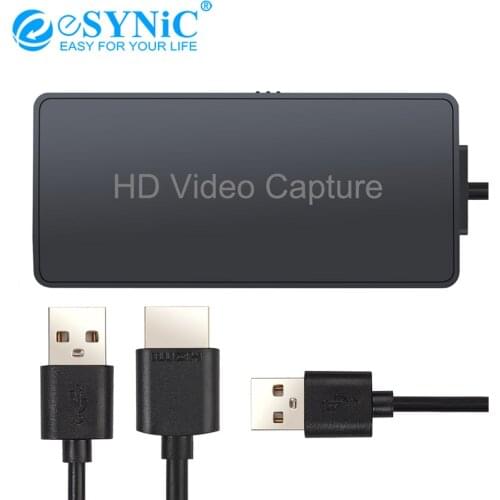 ESYNiC Video Capture Card Capture HDMI Video Audio to Computer Windows 7 8 10 Phones Youtube for High Definition Acquisition
