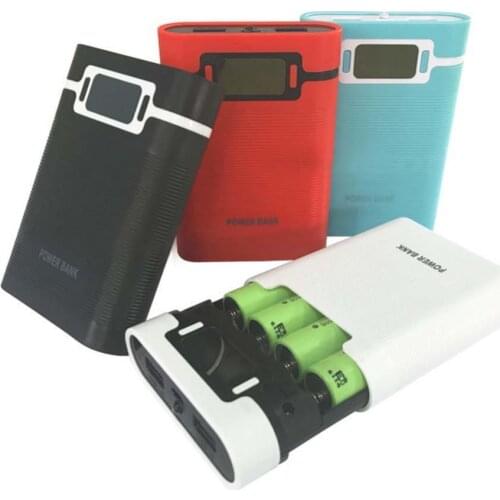 Portable 4 Slot LCD Display DIY Power Bank Case Box 18650 Battery Charger Holder Dual USB Output For Android/iOS Phone Charging