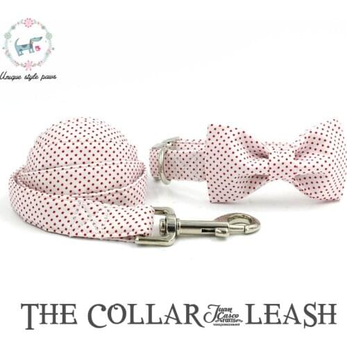 Dog Collar Perro Leash Set with Bow Tie Cotton Dog &Cat Necklace and Dog Leash for Pet Christmas Gift