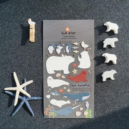 Sonia White North Polar Sea Animal Stickers Cute Bear Penguin Whale Cutting Die Album Planner Home Decoration Hobby Craft