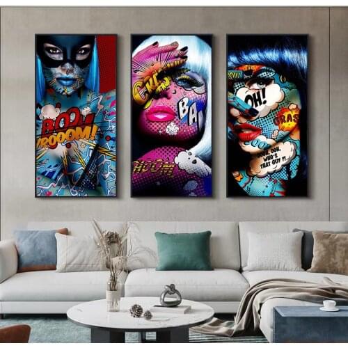 Modern Graffiti Cool Girl with Blue Tattoo Posters and Prints Canvas Paintings Wall Art Pictures for Living Room Decor No Frame