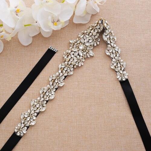 SESTHFAR Handmade Rhinestones Wedding Belt Crystal Bridal Belt Diamond Wedding Sash For Bridal Accessories