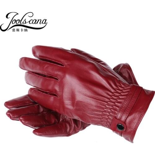 Joolscana winter glove women leather gloves touch screen glove Italian imported genuine sheepskin mitten fashion warm 2018new