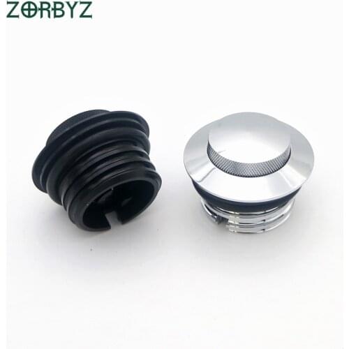 ZORBYZ 1Pcs Chrome/Black Aluminum Flush Pop Up Reservoir Vented Fuel Tank Gas Cap For Harley Dyna Touring Softail
