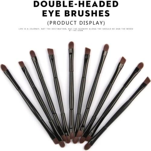 10pcs/Set Double-headed Eye Shadow Brush Black Handle Eyelashes Professional Eyeliner Eyebrow Makeup Brush Kits Cosmetic Tool