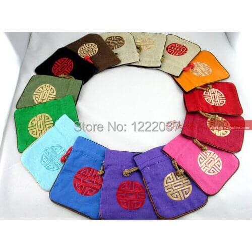 NEW 20PCS HANDMADE EMBROIDERED FLAX Jewellery Pouchs /purses/WALLETS Jewelry bag
