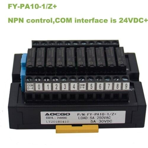 10 Slim relay NPN Control 24V DIN Mounted relay module