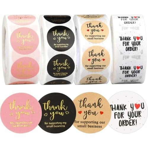 100-500Pcs Thank You For Supporting My Small Business Stickers Roll 1Inch Envelope Seal Label Gift Baking Bag Packaging Supplies