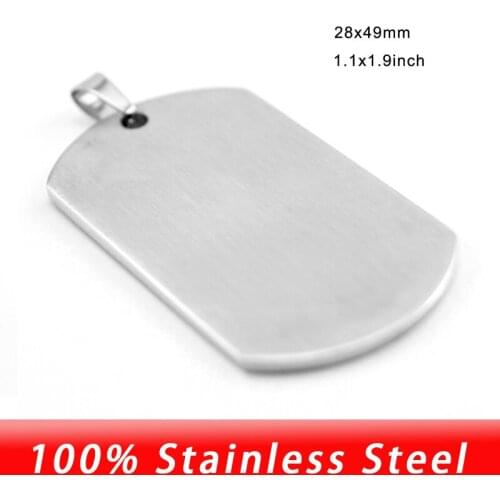 100% Stainless Steel Blank ID Dog Tag Pendant Silver Color/Gold Color/Black DIY Soldier ID Tag Charm Necklace Wholesale 50pcs