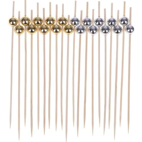 100pcs Disposable Bamboo Picks with Twisted Ends Knotted Cocktail Picks for Cocktail Party Food Drink Barbeque Snacks Club