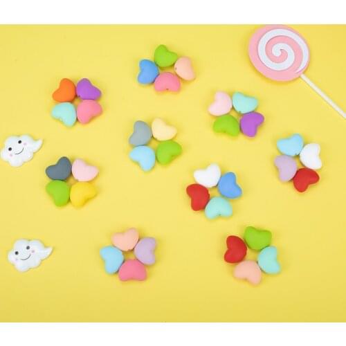 Sunrony 100pc Silicone Beads Heart Shape Charm Teether Baby Teething Jewelry Nursing Baby Oral Care For Pacifier Holder Necklace