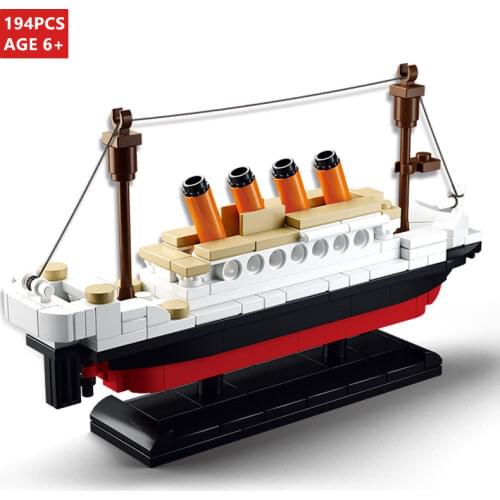 194Pcs City RMS Titanic Ship Boat Model Building Blocks Sets Technic DIY Brinquedos Friends Bricks Educational Toys for Children