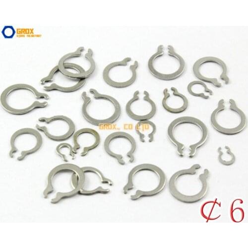 250 Pieces 6mm 304 Stainless Steel External C Circlip Retaining Ring