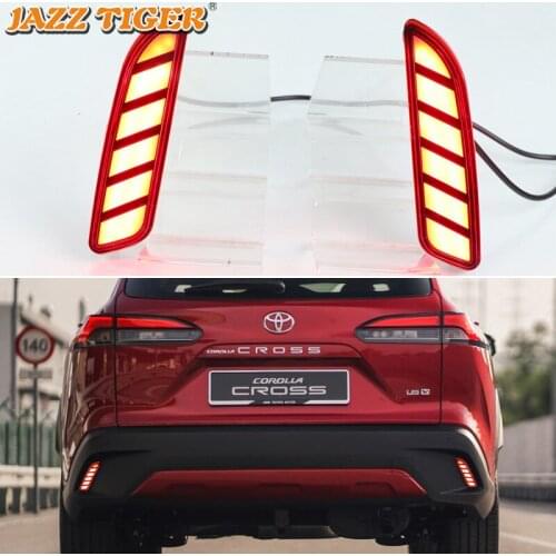 3-in-1 Functions Car LED Rear Fog Lamp Brake Light Dynamic Turn Signal Bumper Decoration Lamp For Toyota Corolla Cross 2020 2021