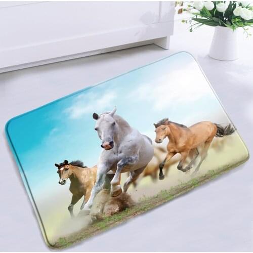 3D Pentium Horse Bathroom Mat Non-slip Wild Animals Flower Zebra Bathtub Rugs Kitchen Entrance Bedroom Door Mats Bath Carpet