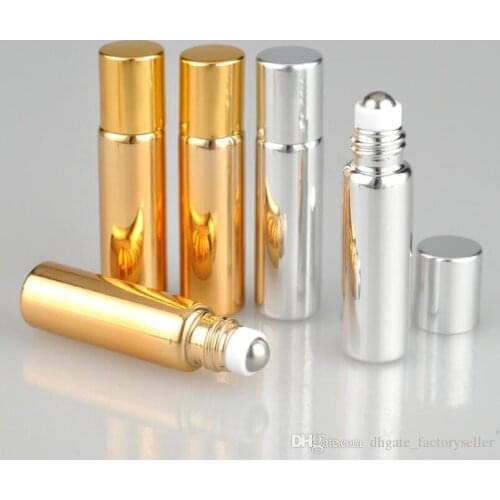 5ml UV Roll On Bottle Gold and Silver Essential Oil Steel Metal Roller ball fragrance Perfume Vials