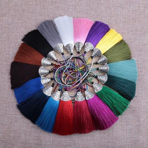 5pcs/lot Wholesale Colorful Charm Tassels With Metal Fish Cap Handmade Long Fringe Tassel Pendants DIY Women Jewelry Making Gift