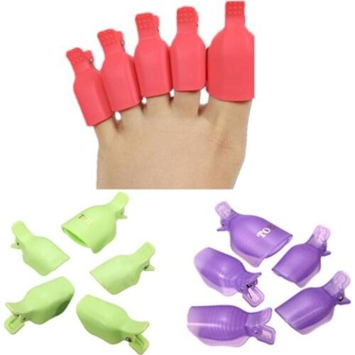 5 Pcs Toenail Soak Off Clip Caps Nail Art Tips Polish UV Gel Clamp Remover Wrap