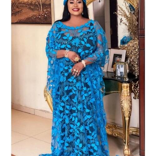 White African Dresses for Women 2021 Party Long Maxi Dress Summer Clothes Dashiki Lace Grand Boubou Robe Africaine Femme Abaya