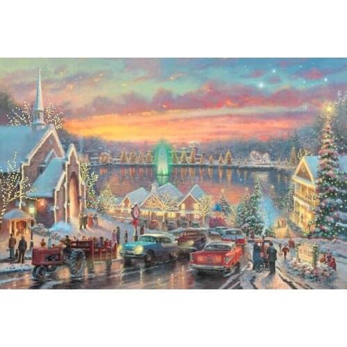 Free shipping Thomas Christmas party car scenery canvas prints oil painting printed on canvas home wall art decoration picture